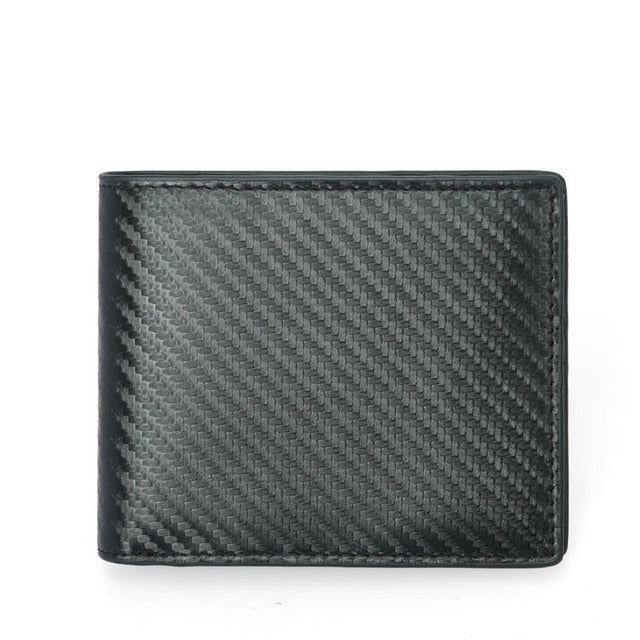 Carbon Fiber Pattern Anti-Theft Leather Men&#39;S Wallet