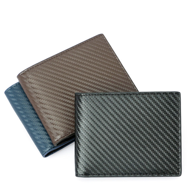 Carbon Fiber Pattern Anti-Theft Leather Men&#39;S Wallet