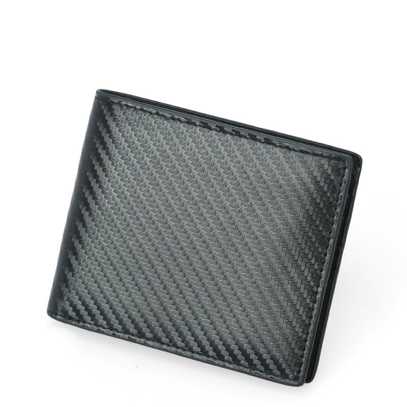 Carbon Fiber Pattern Anti-Theft Leather Men&#39;S Wallet