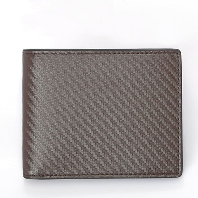 Carbon Fiber Pattern Anti-Theft Leather Men&#39;S Wallet