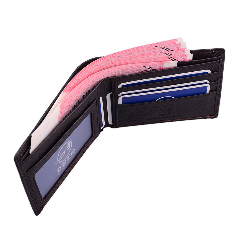 Leather Men&#39;S Short Wallet  Head Money Clip Wallet Goods