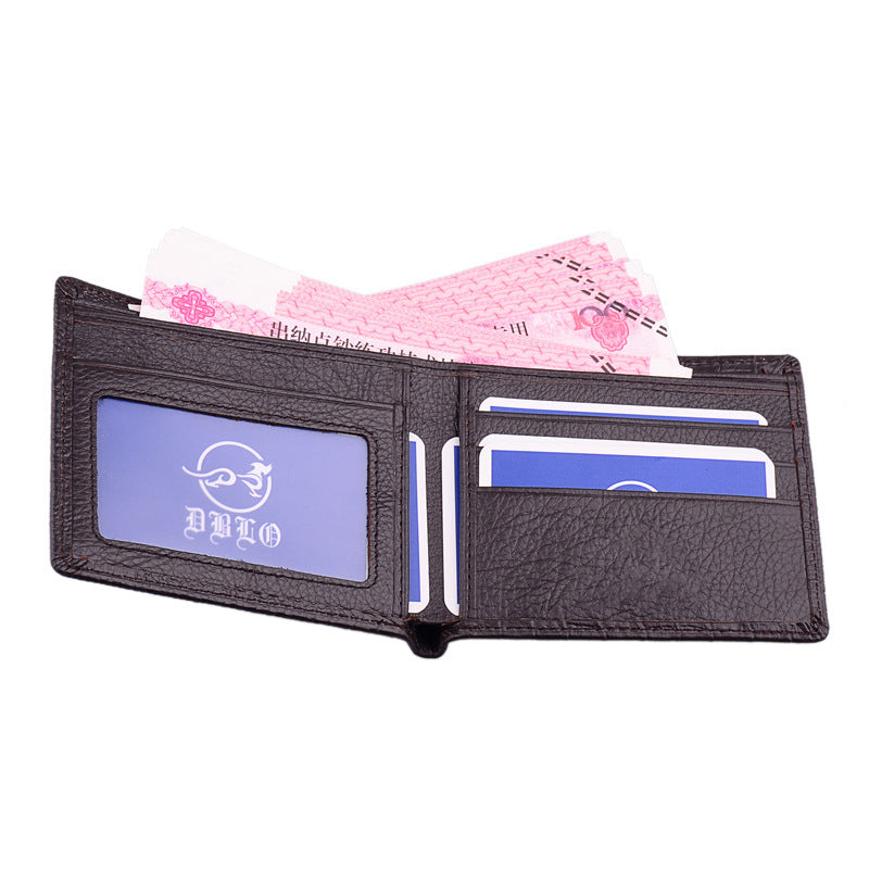 Leather Men&#39;S Short Wallet  Head Money Clip Wallet Goods