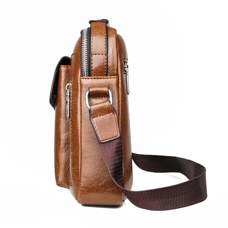 Men&#39;s Messenger Bag PU Vertical Fashion Satchel Bag
