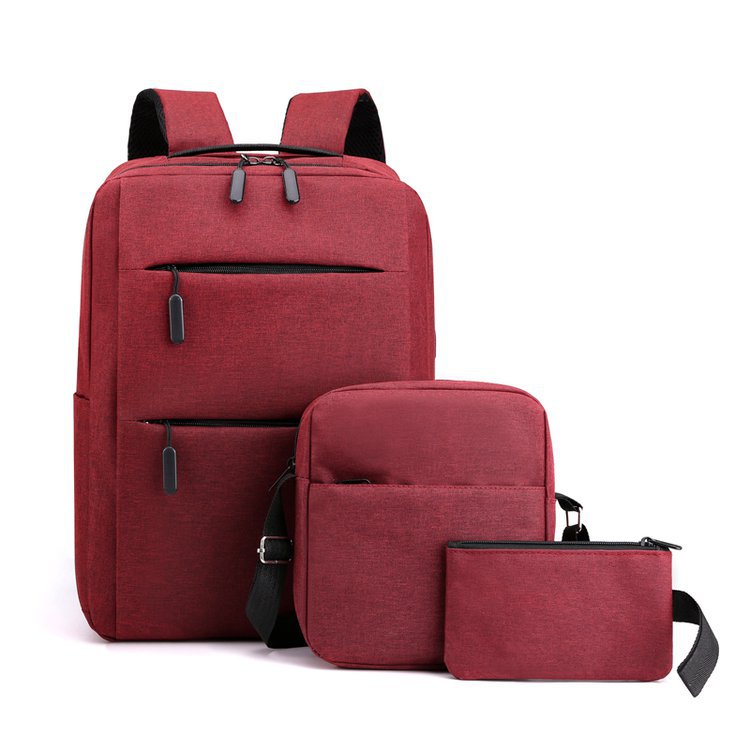 Large-Capacity Three-Piece Backpack Men&#39;s Business Casual Computer Backpack Female Students Foreign Trade New Book