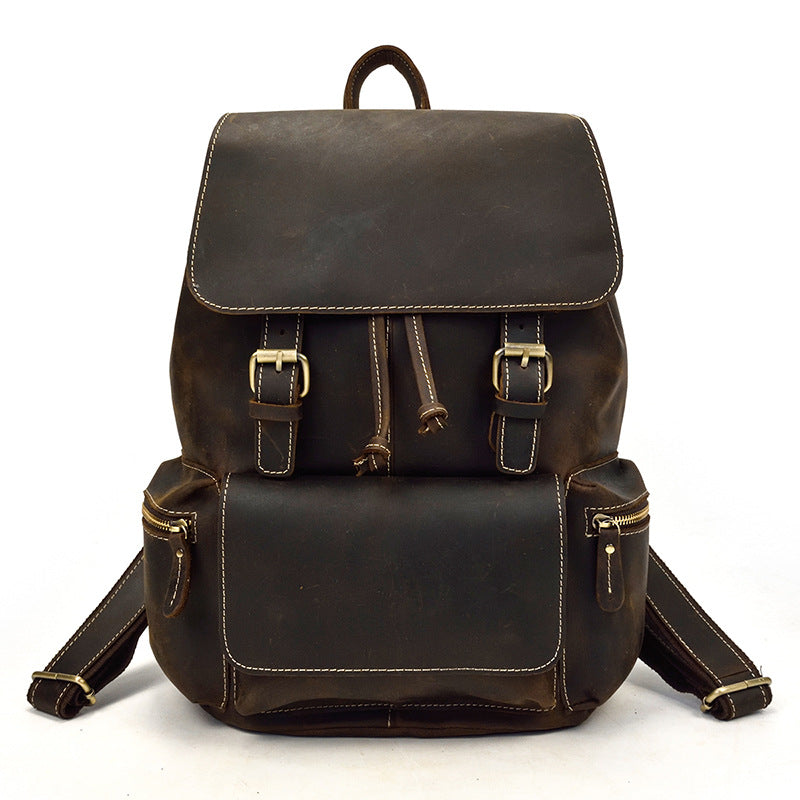 Men&#39;s Crazy Horse Leather Backpack