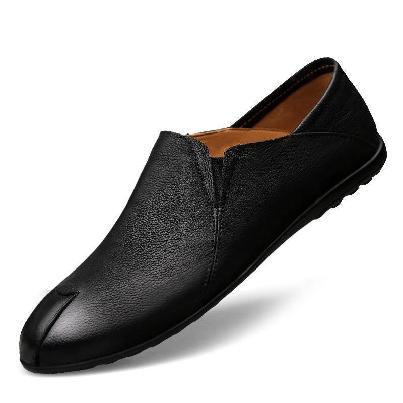 Spring And Summer Men&#39;S Peas Shoes Korean Men&#39;S Shoes Cowhide Driving Trendy Shoes Cross-Border Large Size Shoes