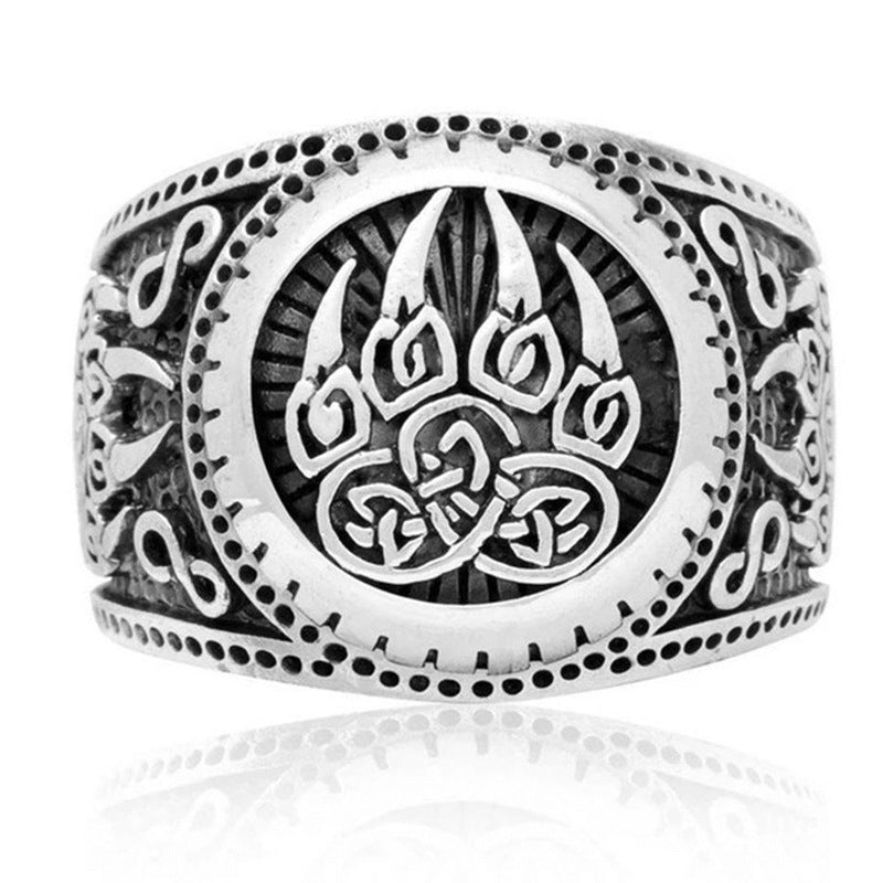Viking Domineering Bear Claw Ring Nordic Mythology Bear Paw Thai Silver Ring