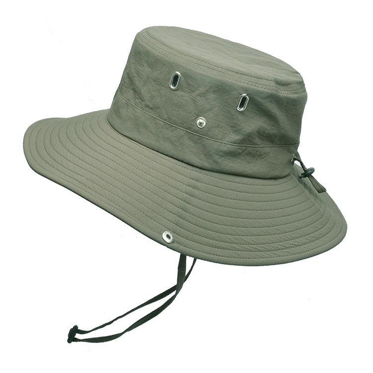 Summer Men&#39;S Breathable Sunshade Travel Outdoor Fishing Sunscreen Solid Color Big Brim Fisherman Hat