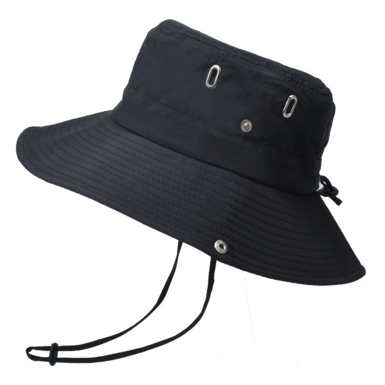 Summer Men&#39;S Breathable Sunshade Travel Outdoor Fishing Sunscreen Solid Color Big Brim Fisherman Hat