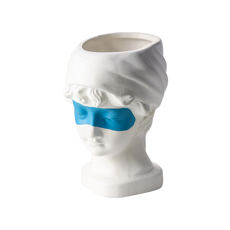 Nordic Ceramic Girl Sculpture Figure Flower Pot Creative Furnishings Indoor Living Room TV Wine Cabinet