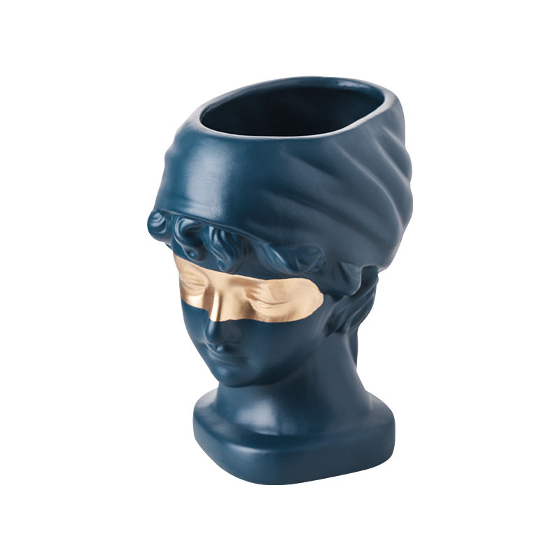 Nordic Ceramic Girl Sculpture Figure Flower Pot Creative Furnishings Indoor Living Room TV Wine Cabinet