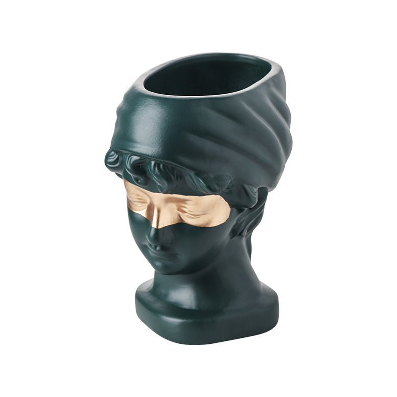 Nordic Ceramic Girl Sculpture Figure Flower Pot Creative Furnishings Indoor Living Room TV Wine Cabinet