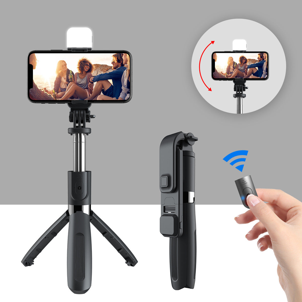 Compatible with Apple, 3 In1 Bluetooth Wireless Selfie Stick Tripod 102cm Foldable &amp; Monopods Universal Phone Tripod