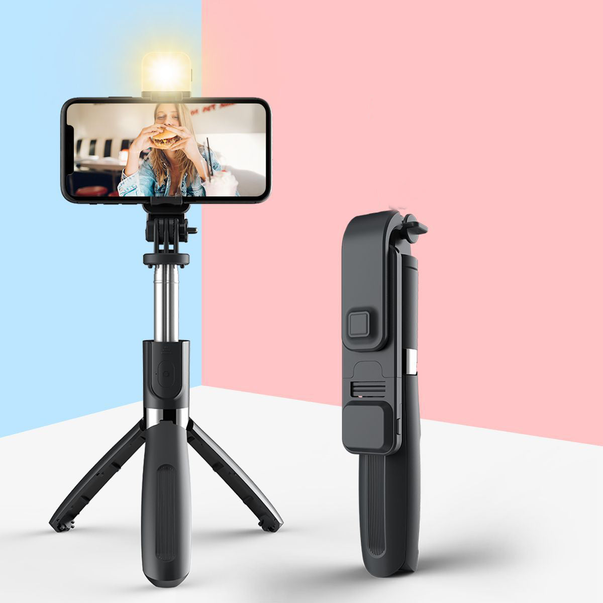 Compatible with Apple, 3 In1 Bluetooth Wireless Selfie Stick Tripod 102cm Foldable &amp; Monopods Universal Phone Tripod