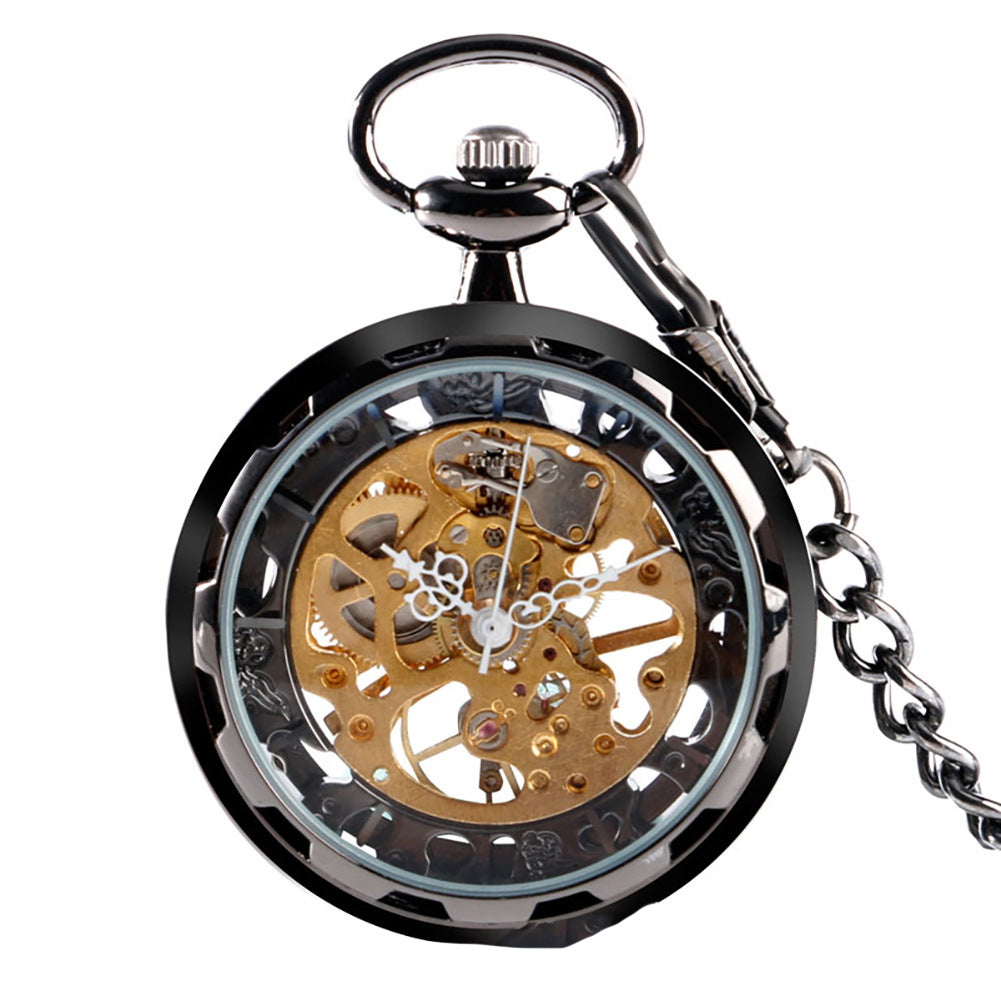 Vintage Mechanical Watch Hollow Without Cover Full Gold Manual Mechanical Pocket Watch
