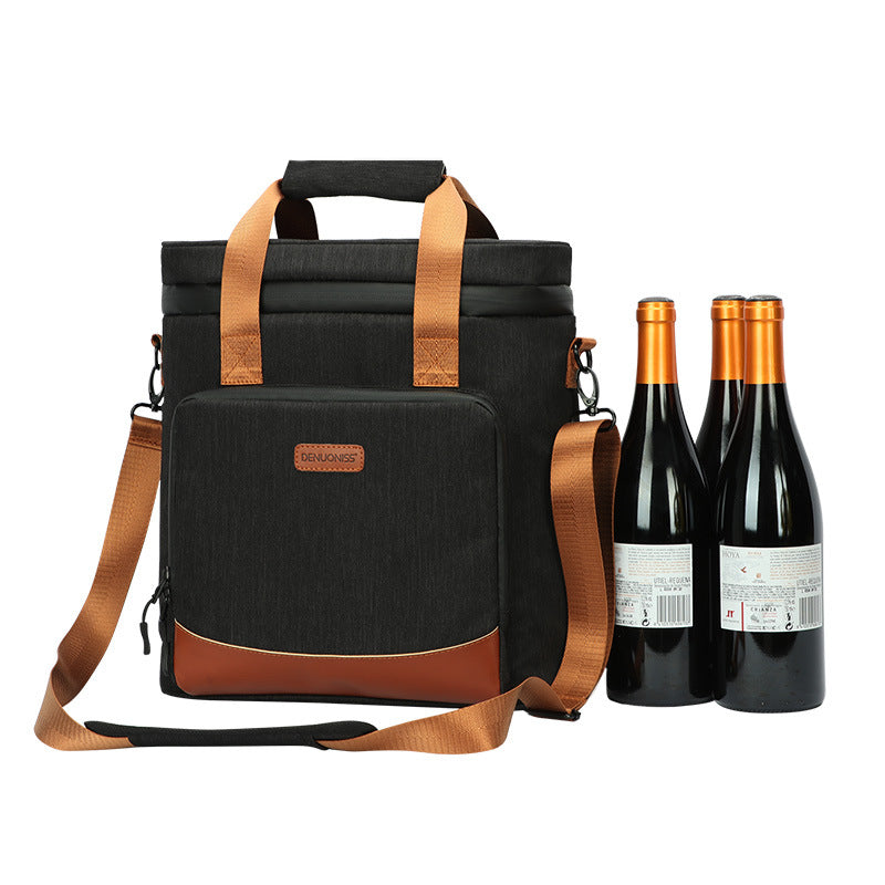Wine Cooling Bag  Leak Proof Picnic Cooler Bag Vintage Leather Refrigerator Bag