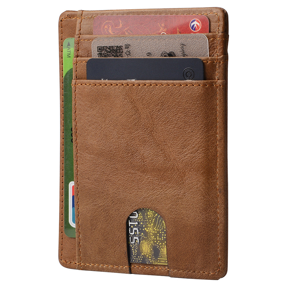 Card Holder Leather Foreign Trade Men RFID Anti-theft Swiping European And American Card Holder Male Amazon Hot Products Card Holder