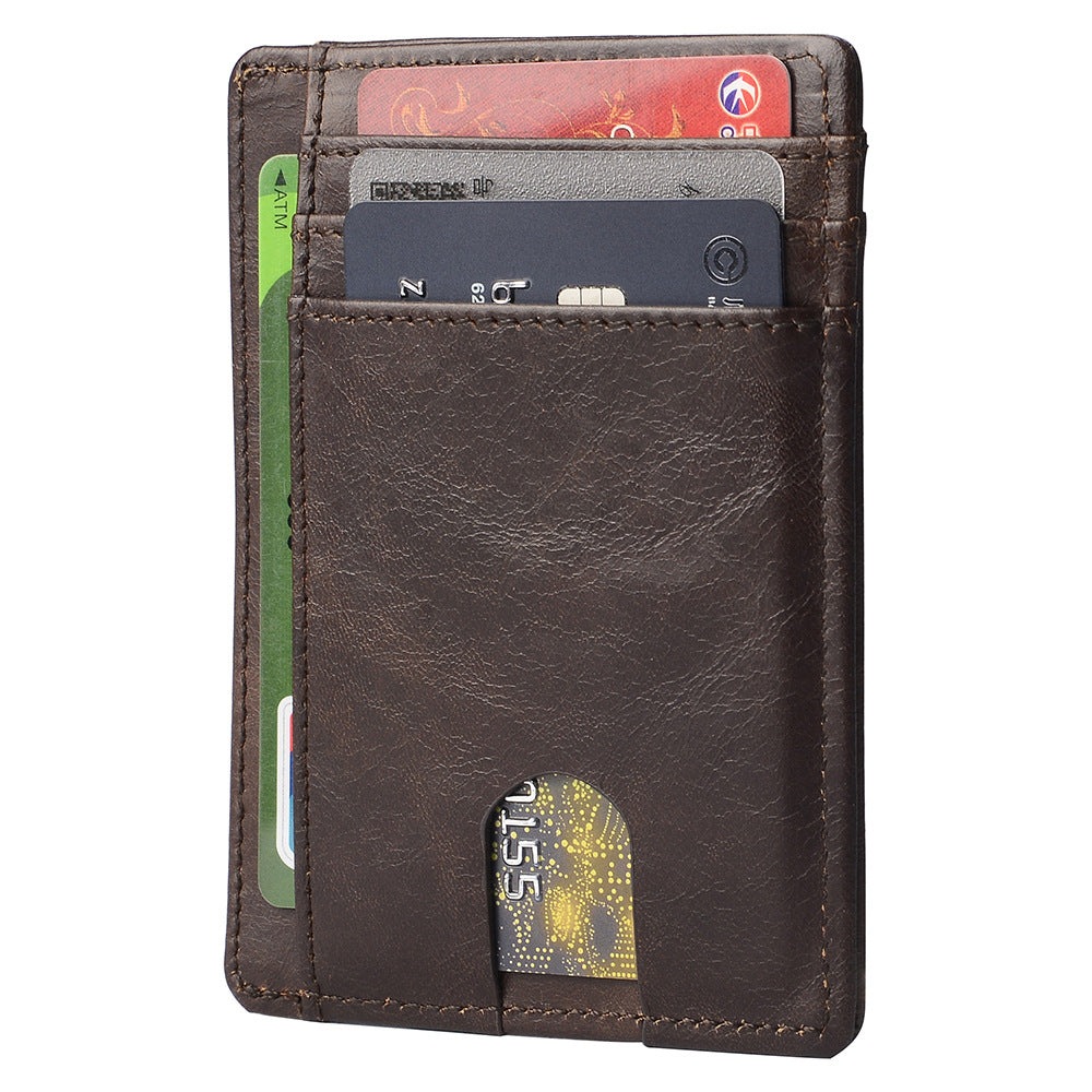 Card Holder Leather Foreign Trade Men RFID Anti-theft Swiping European And American Card Holder Male Amazon Hot Products Card Holder