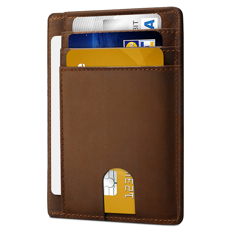Card Holder Leather Foreign Trade Men RFID Anti-theft Swiping European And American Card Holder Male Amazon Hot Products Card Holder