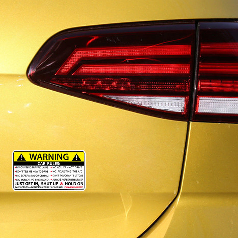 Car Safety Warning Rules Sticker Car Safety Warning Rules Sticker