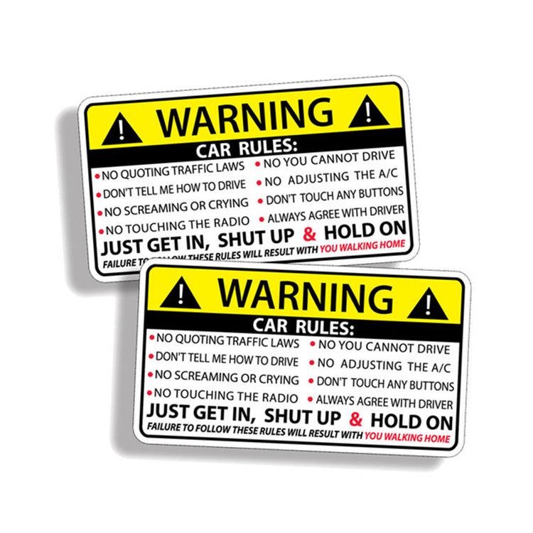 Car Safety Warning Rules Sticker Car Safety Warning Rules Sticker
