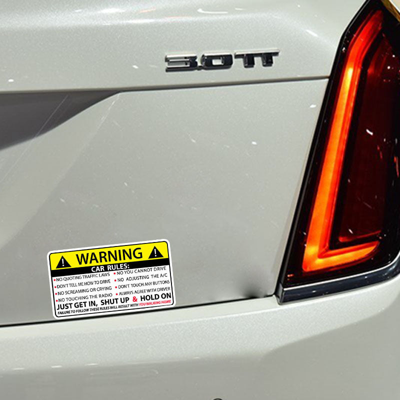 Car Safety Warning Rules Sticker Car Safety Warning Rules Sticker
