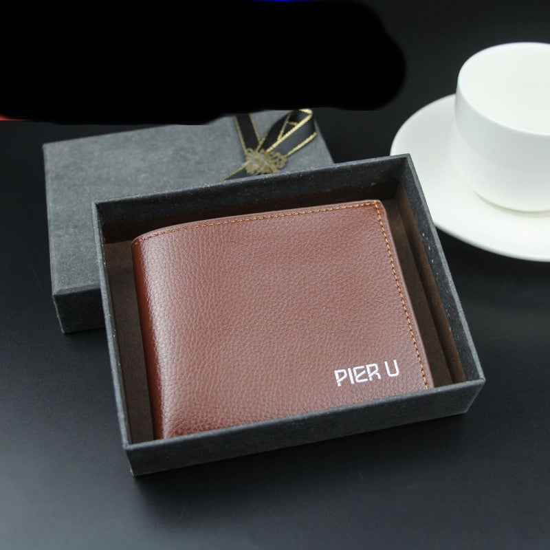 Short Men&#39;s Wallet With Zipper PU Lychee Pattern