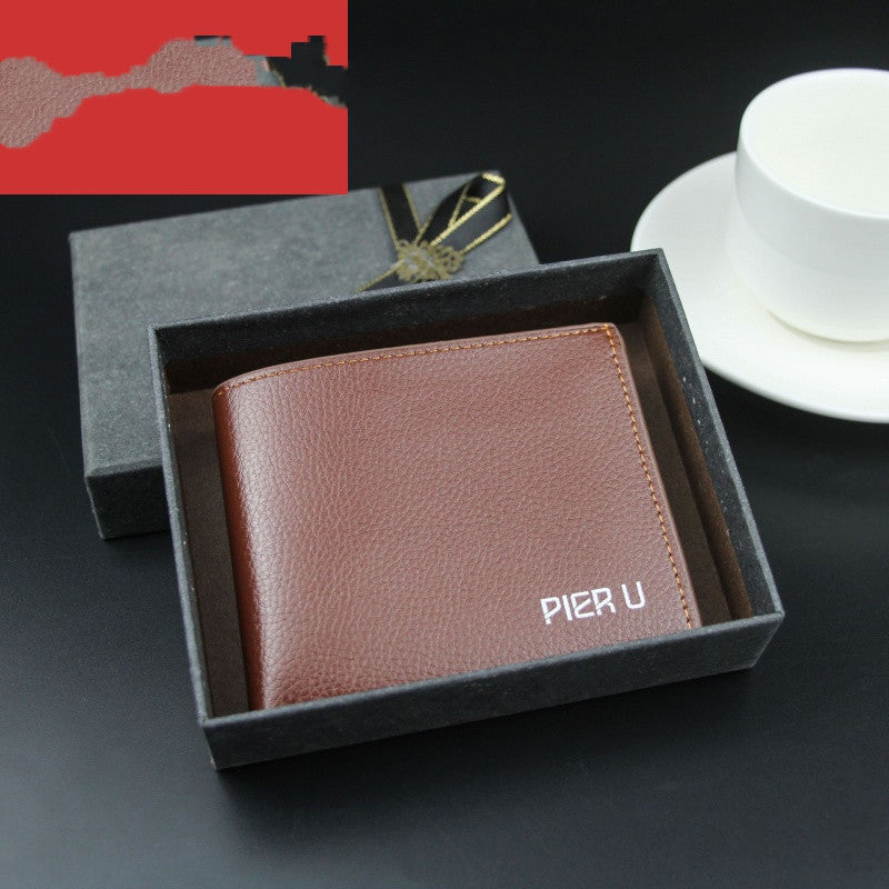 Short Men&#39;s Wallet With Zipper PU Lychee Pattern