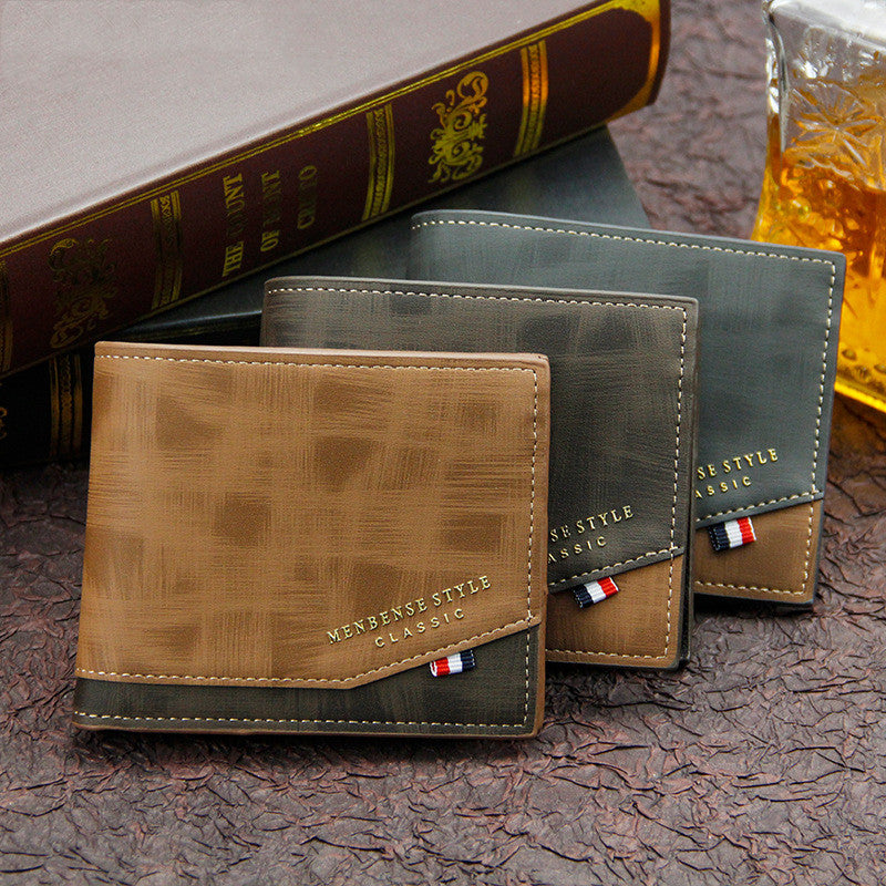 Korean Style Hinge Hot Stamping Print Men&#39;s Wallet Short