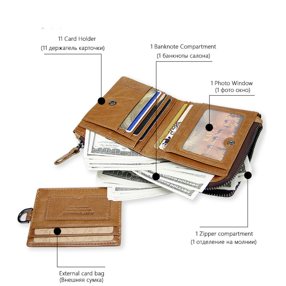 Vintage Leather Men&#39;s Bag Multifunctional Coin Purse