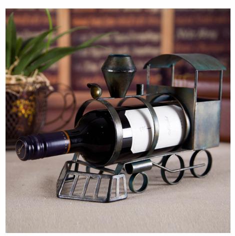 Creative Wrought Iron Train Style Wine Rack
