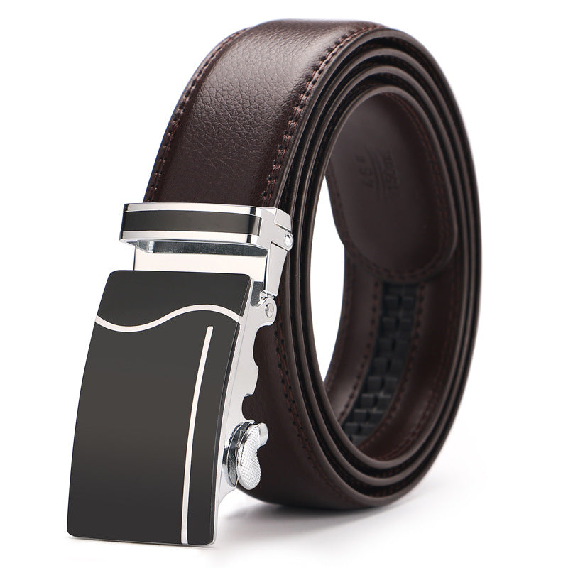 Men&#39;s Business Casual Leather Belt With Automatic Buckle