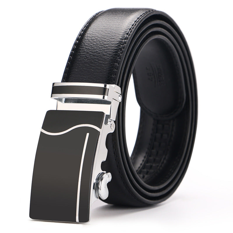 Men&#39;s Business Casual Leather Belt With Automatic Buckle