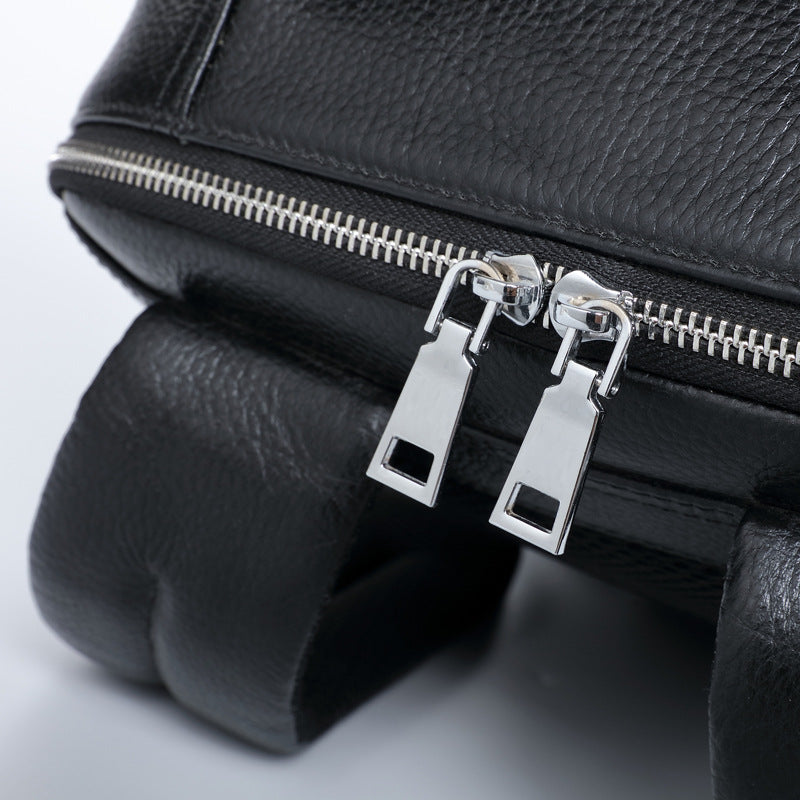 New Men&#39;s Backpack Business Leather Backpack Large Capacity