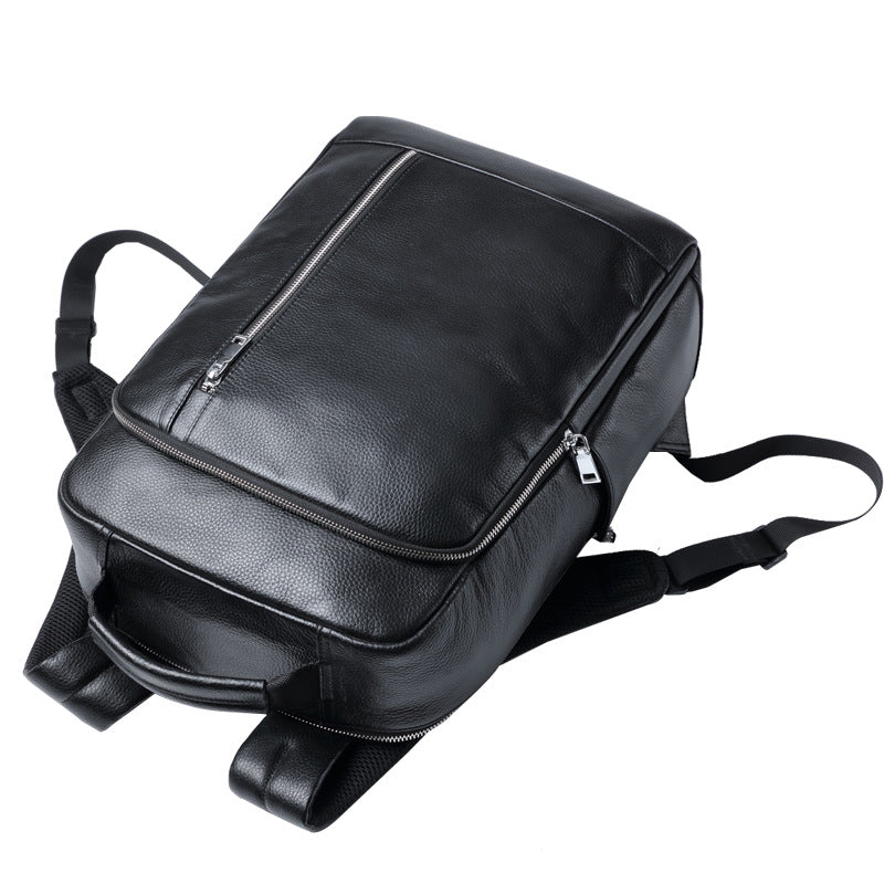 New Men&#39;s Backpack Business Leather Backpack Large Capacity