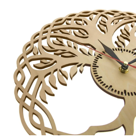 Wooden Wall Clock Medieval Tree Of Life