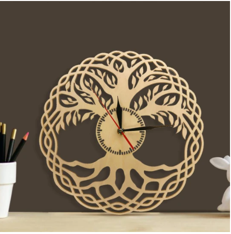 Wooden Wall Clock Medieval Tree Of Life