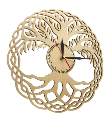 Wooden Wall Clock Medieval Tree Of Life