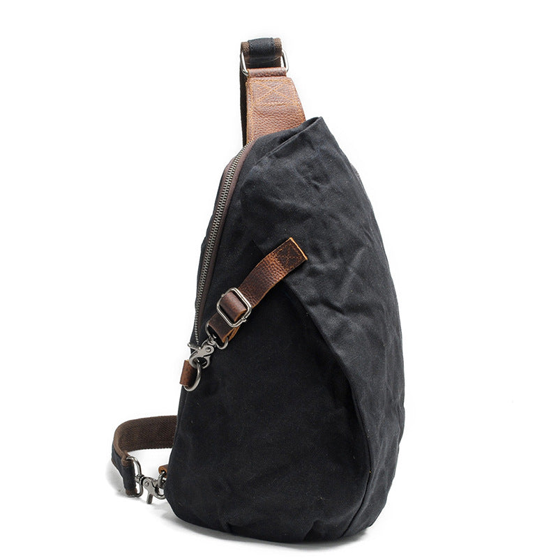 European And American New Chest Bag Men&#39;s Shoulder Bag Wax Canvas Messenger Bag