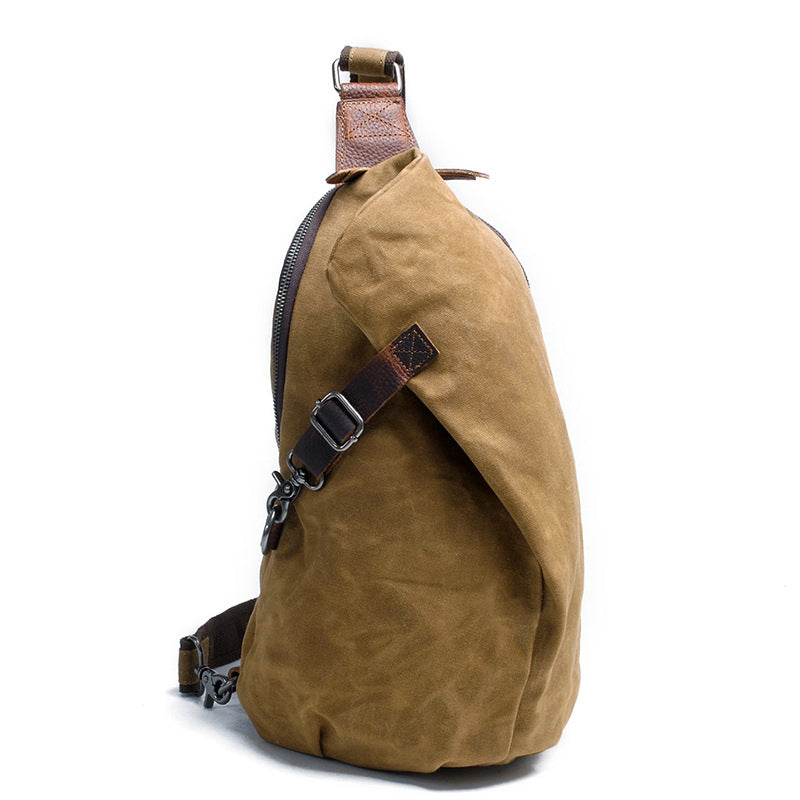 European And American New Chest Bag Men&#39;s Shoulder Bag Wax Canvas Messenger Bag