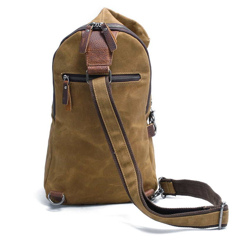 European And American New Chest Bag Men&#39;s Shoulder Bag Wax Canvas Messenger Bag