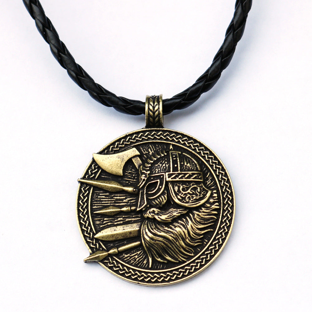 Nordic Viking Odin Necklace Pirate Soldier Sword And Axe Amulet Pendant Necklace