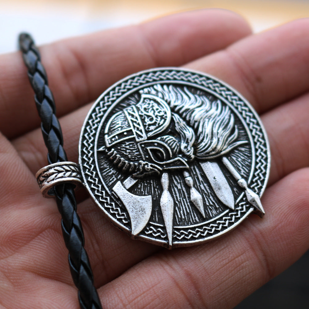 Nordic Viking Odin Necklace Pirate Soldier Sword And Axe Amulet Pendant Necklace