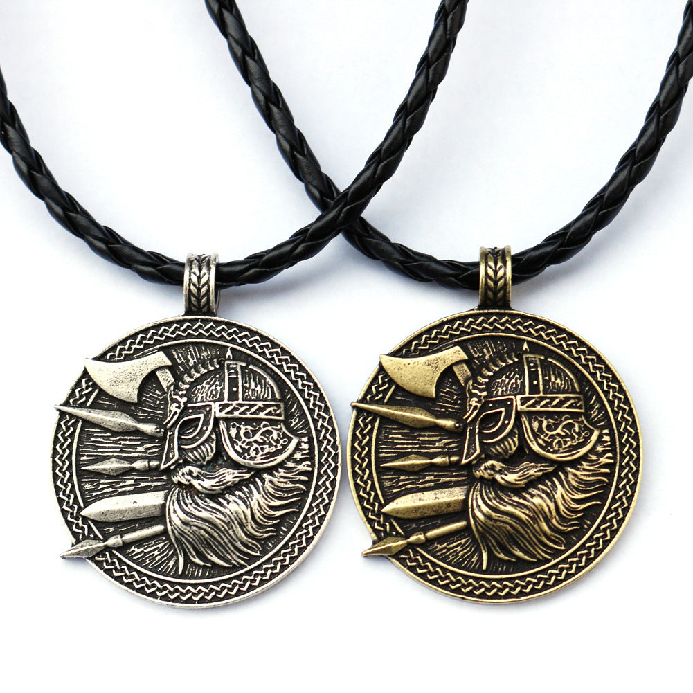 Nordic Viking Odin Necklace Pirate Soldier Sword And Axe Amulet Pendant Necklace