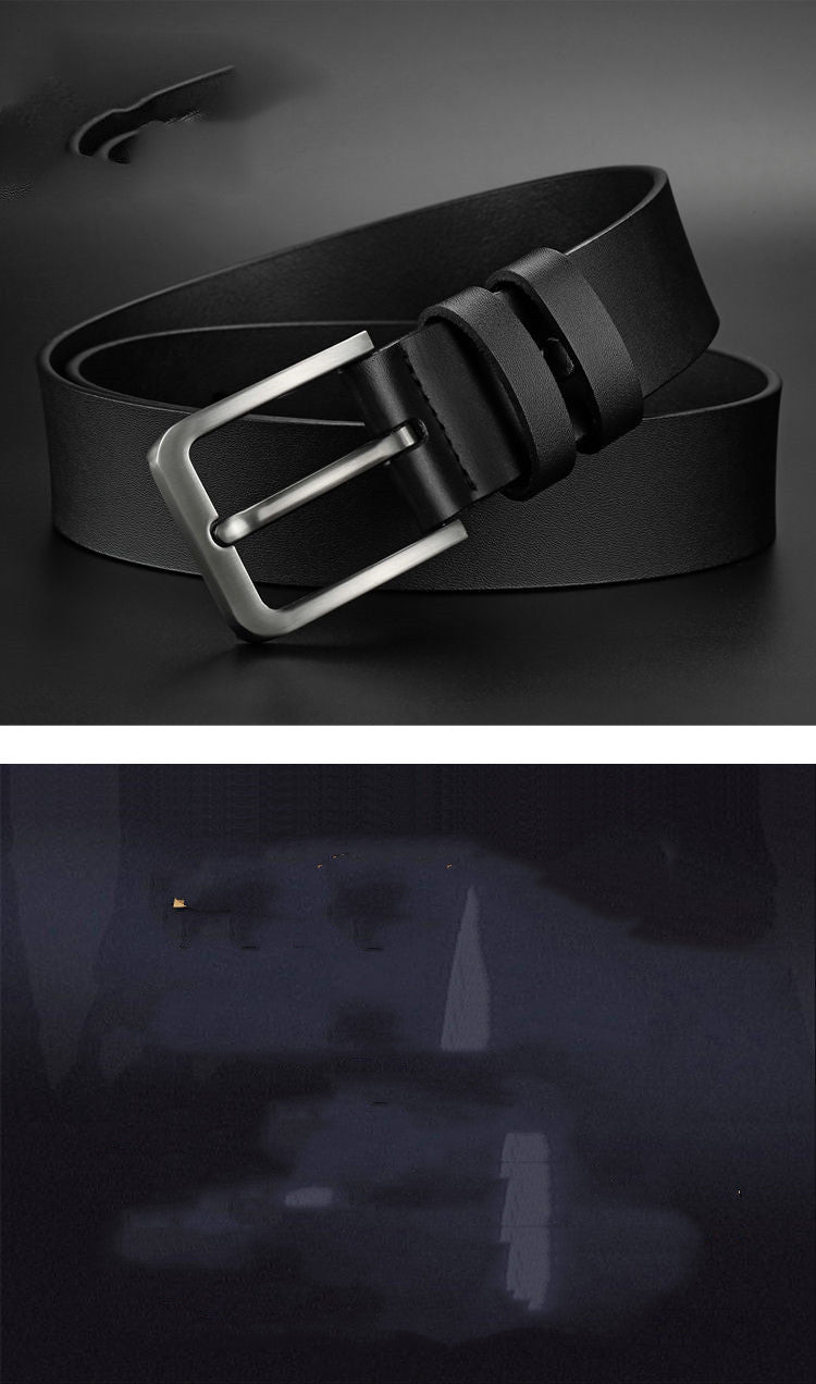 Men&#39;s single-layer leather perforated belt