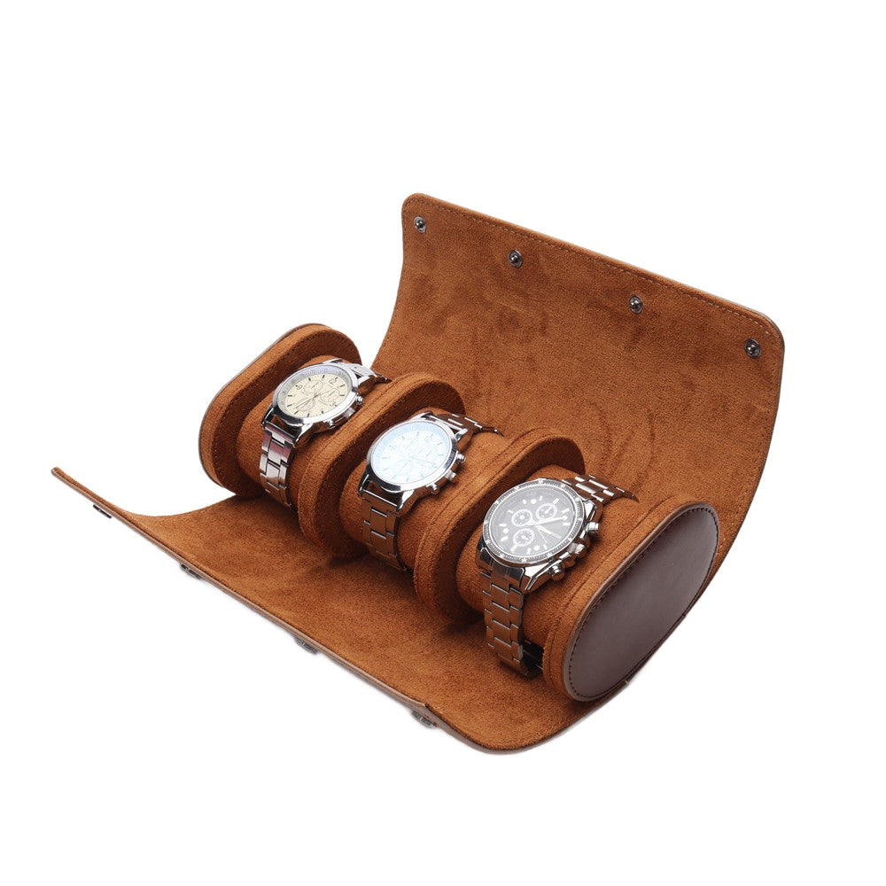 Watch Storage Case 3 Slots PU Leather Watch Organizer Box for Travel Business Trip