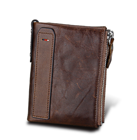 Men&#39;s wallet Short men&#39;s wallet Anti-theft brush leather wallet men