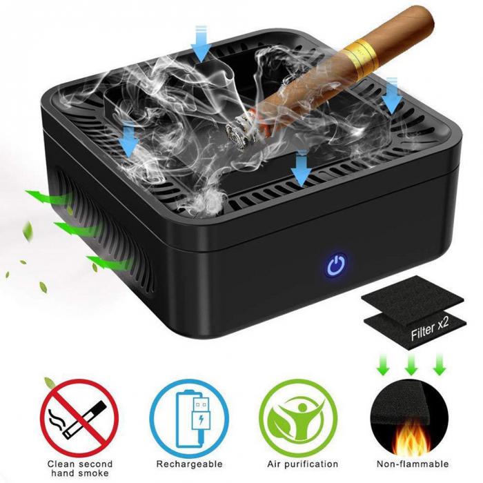Ashtray Portable USB Rechargeable Smokeless Ashtray Secondhand Smoke Air Filter