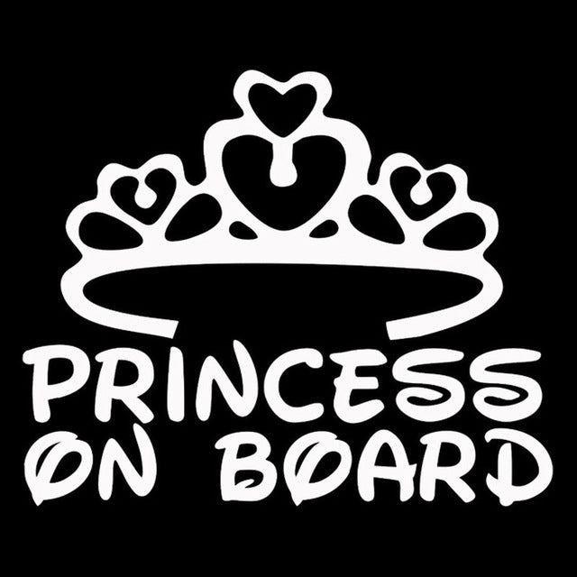 Princess Baby On Board Car Sticker Crown Princess Car Sticker A262