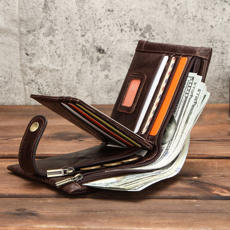 RFID anti-theft brush leather trendy men&#39;s wallet